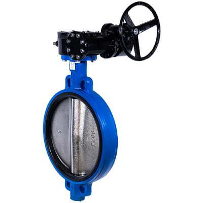 Затвор дисковый Ridval тип RVB 01 DN150 PN16, корпус чугун, диск чугун, EPDM, Редуктор СИНИЙ